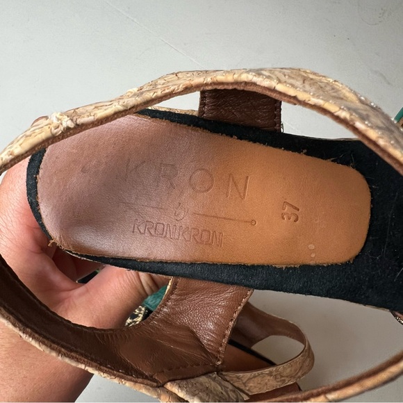 KRON BY KRONKRON- KRE2-18 Multi Color Block Heel Platform Sandal Boho Chic - Picture 8 of 9